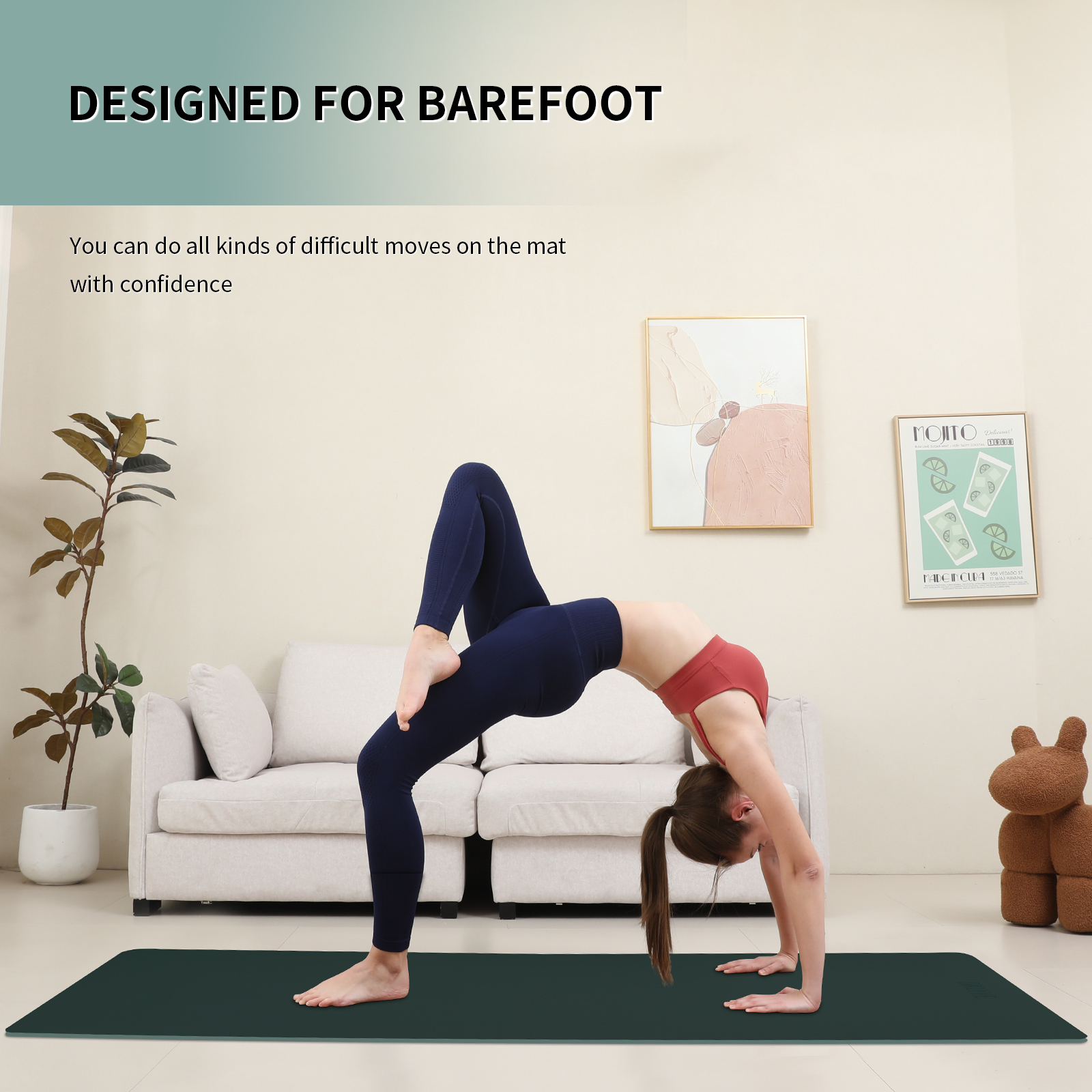 onlyhe Widened yoga mat-Extra Thick & Wide 27.5 inch Non Slip POE Exercise Mat Eco Friendly High Resiliency Fitness Mats With Strap for Women,gymnastics, Pilates, Home, Floor, Workout ( 72" x 27.5" x 0.32")