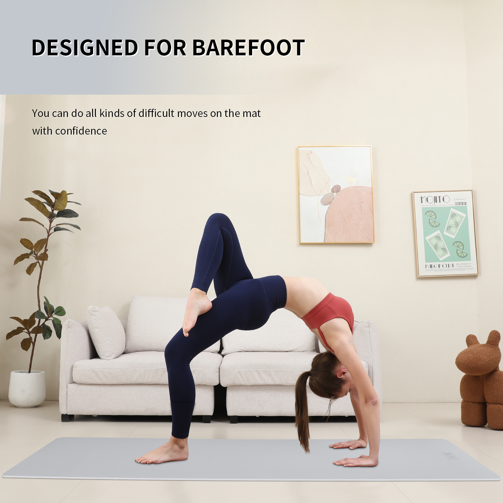onlyhe Widened yoga mat-Extra Thick & Wide 27.5 inch Non Slip POE Exercise Mat Eco Friendly High Resiliency Fitness Mats With Strap for Women,gymnastics, Pilates, Home, Floor, Workout ( 72" x 27.5" x 0.32")