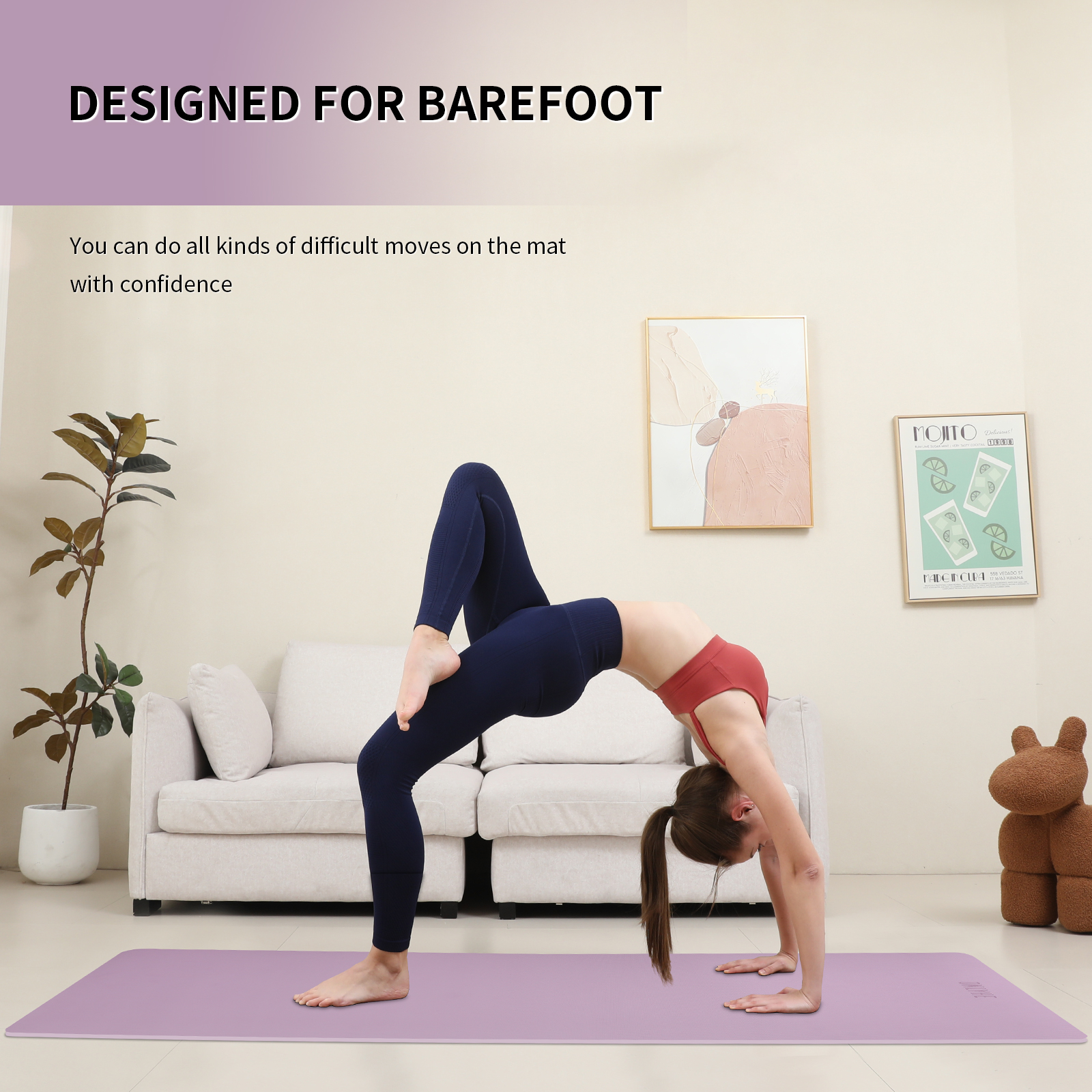 onlyhe Widened yoga mat-Extra Thick & Wide 27.5 inch Non Slip POE Exercise Mat Eco Friendly High Resiliency Fitness Mats With Strap for Women,gymnastics, Pilates, Home, Floor, Workout ( 72" x 27.5" x 0.32")