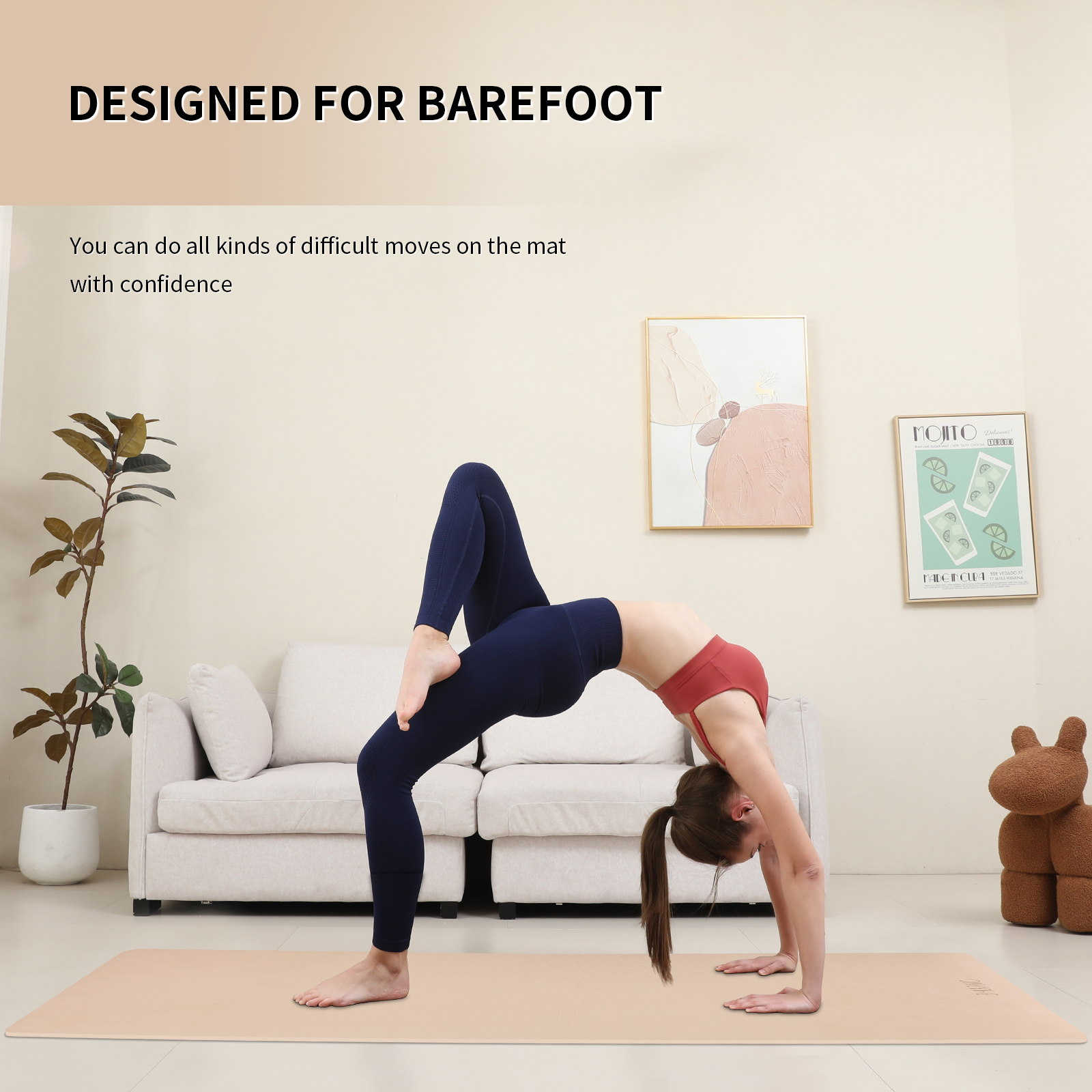 onlyhe Widened yoga mat-Extra Thick & Wide 27.5 inch Non Slip POE Exercise Mat Eco Friendly High Resiliency Fitness Mats With Strap for Women,gymnastics, Pilates, Home, Floor, Workout ( 72" x 27.5" x 0.32")