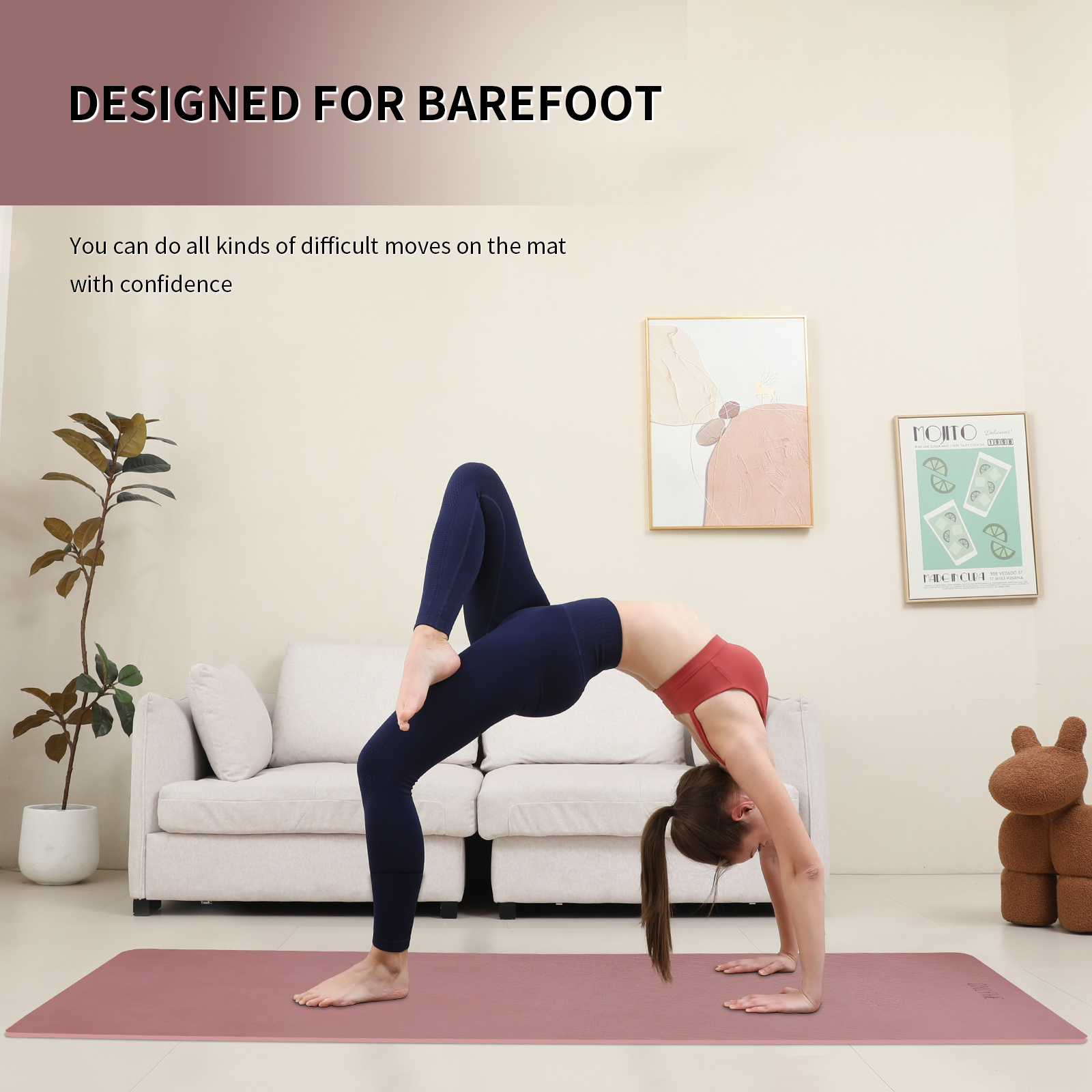 onlyhe Widened yoga mat-Extra Thick & Wide 27.5 inch Non Slip POE Exercise Mat Eco Friendly High Resiliency Fitness Mats With Strap for Women,gymnastics, Pilates, Home, Floor, Workout ( 72" x 27.5" x 0.32")