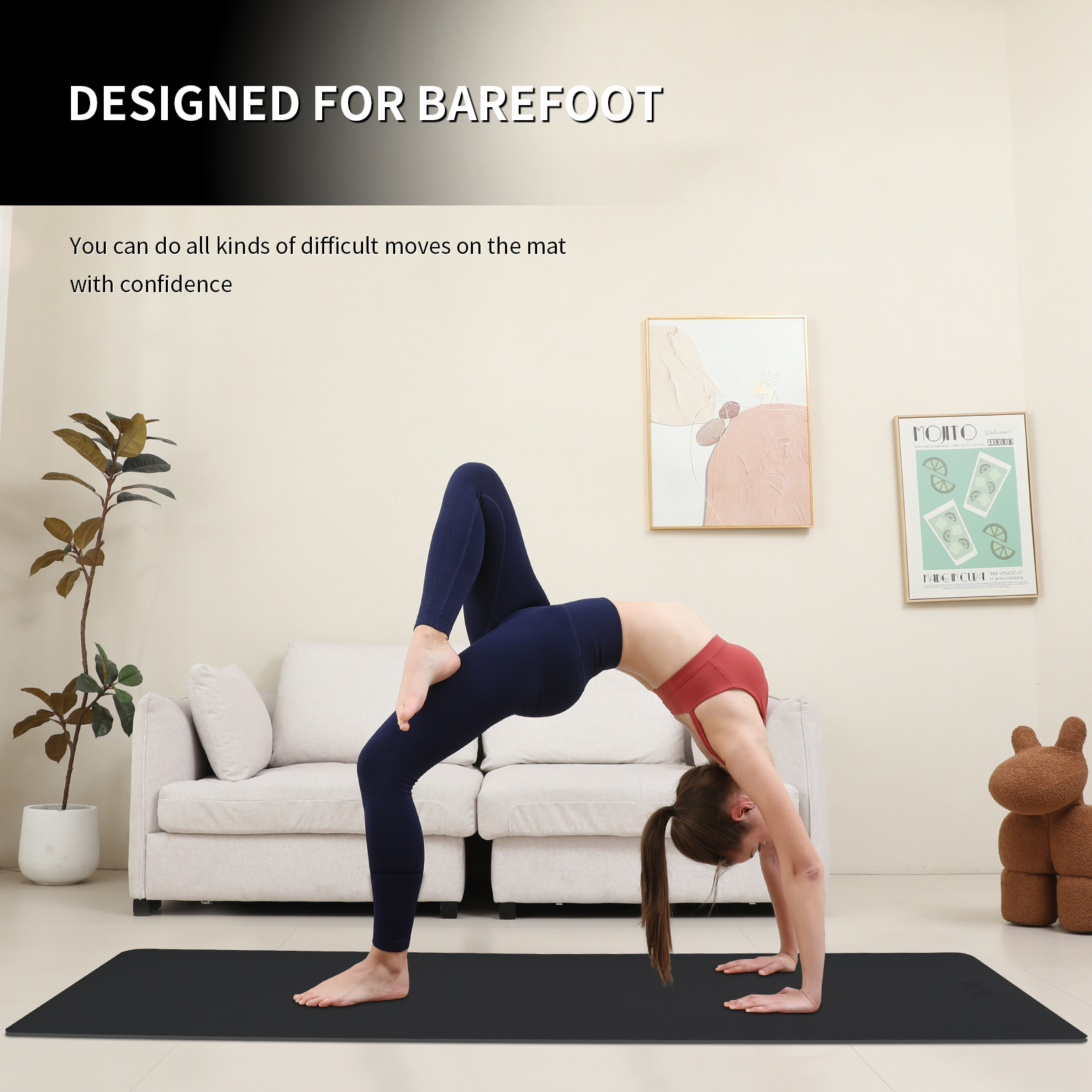 onlyhe Widened yoga mat-Extra Thick & Wide 27.5 inch Non Slip POE Exercise Mat Eco Friendly High Resiliency Fitness Mats With Strap for Women,gymnastics, Pilates, Home, Floor, Workout ( 72" x 27.5" x 0.32")