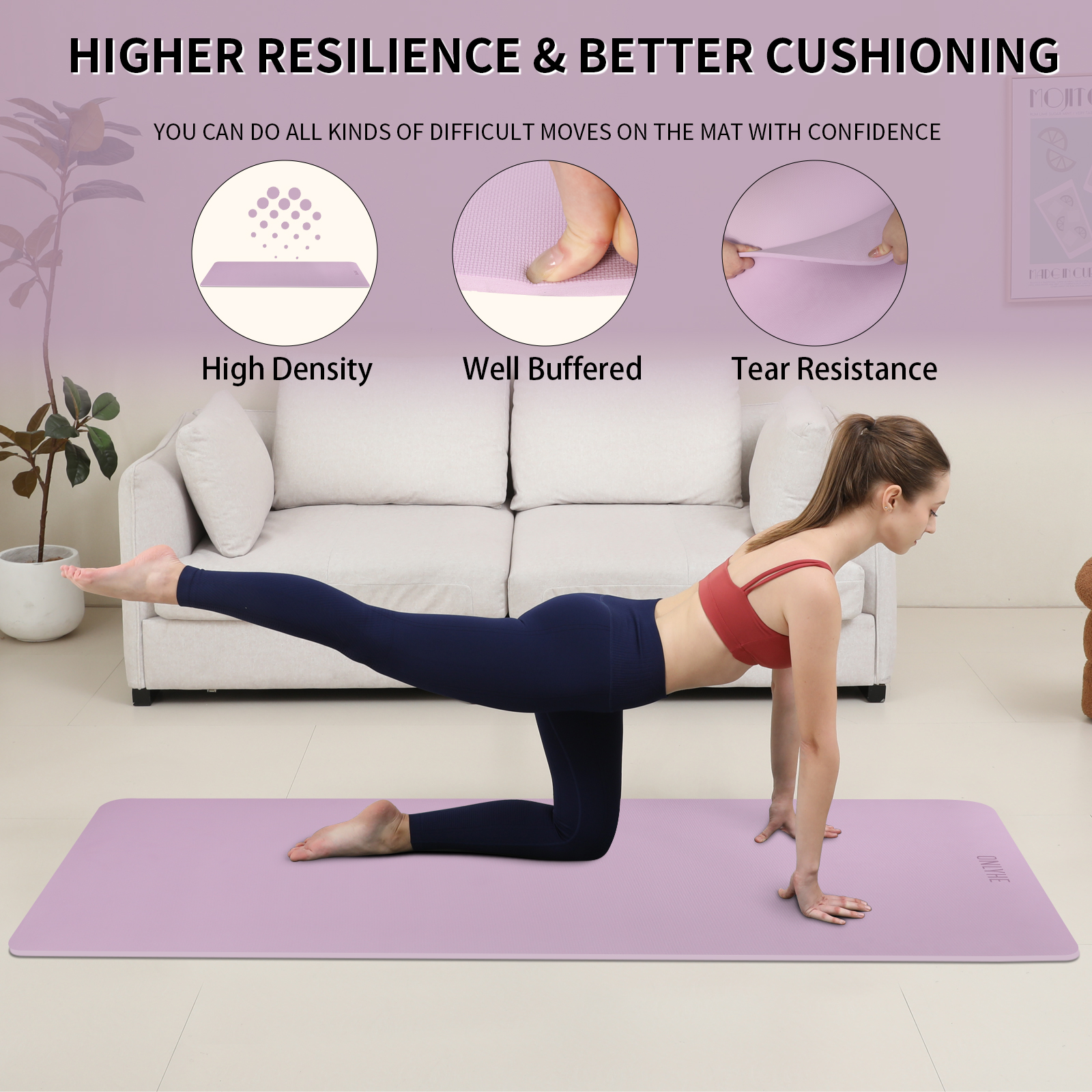 onlyhe Widened yoga mat-Extra Thick & Wide 27.5 inch Non Slip POE Exercise Mat Eco Friendly High Resiliency Fitness Mats With Strap for Women,gymnastics, Pilates, Home, Floor, Workout ( 72" x 27.5" x 0.32")