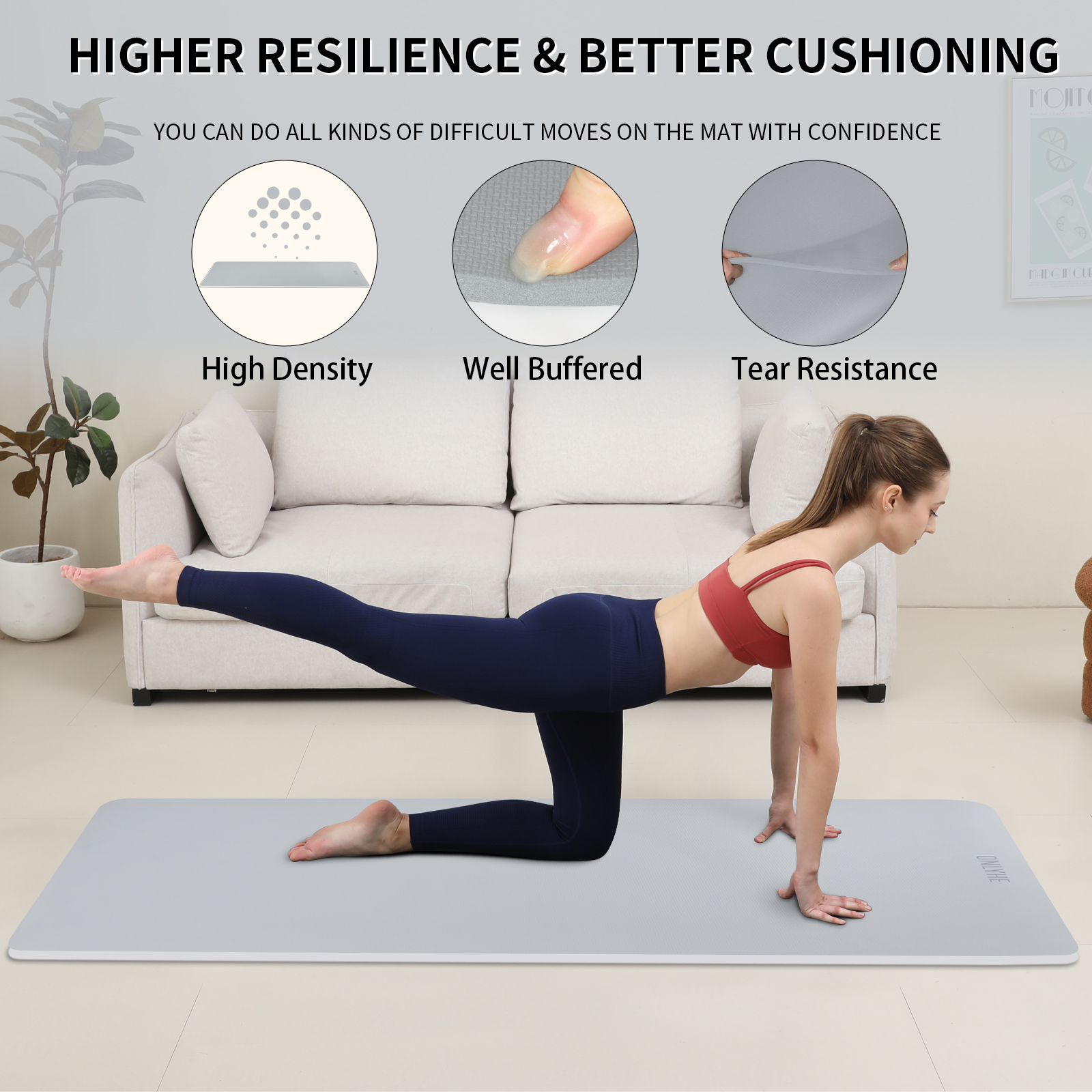 onlyhe Widened yoga mat-Extra Thick & Wide 27.5 inch Non Slip POE Exercise Mat Eco Friendly High Resiliency Fitness Mats With Strap for Women,gymnastics, Pilates, Home, Floor, Workout ( 72" x 27.5" x 0.32")