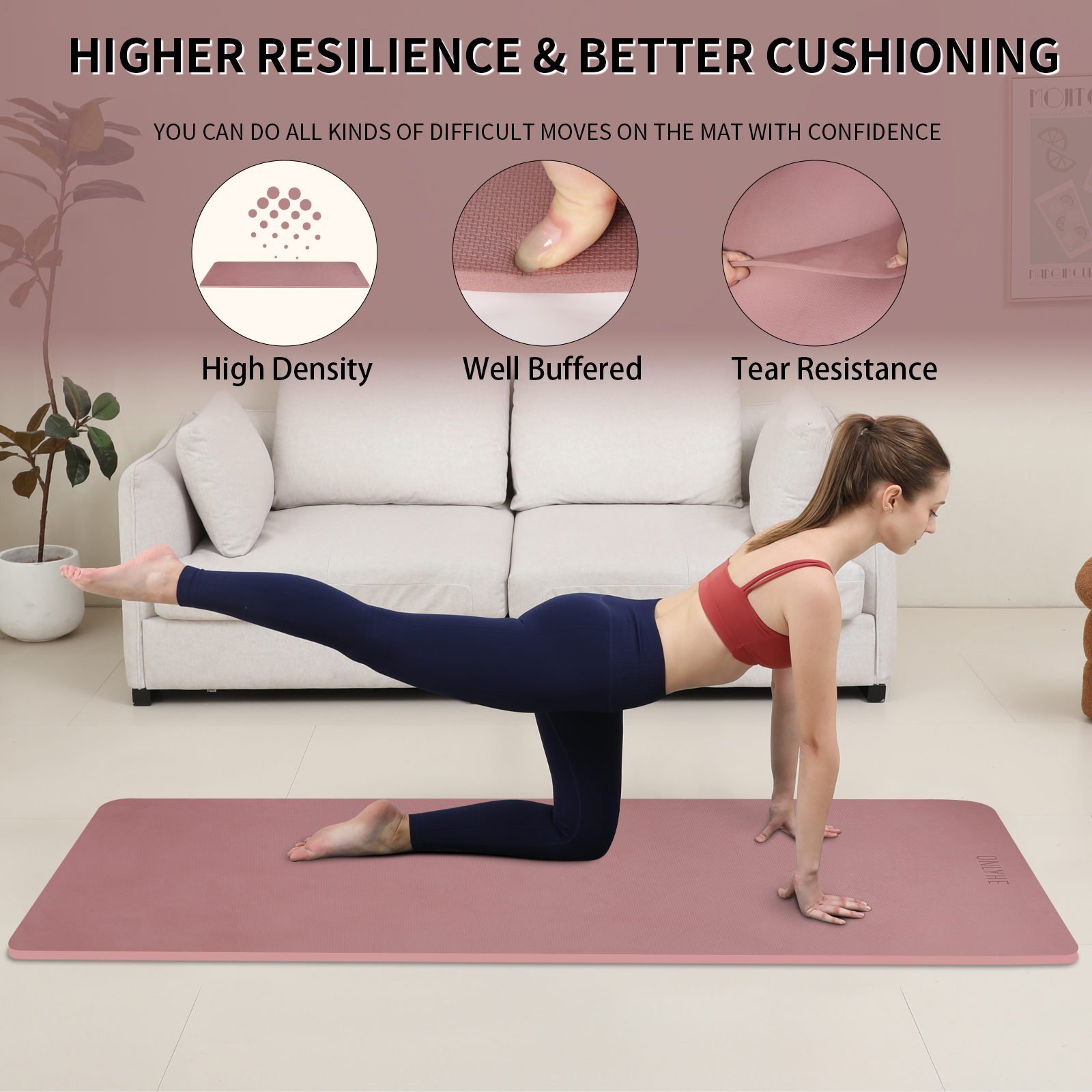 onlyhe Widened yoga mat-Extra Thick & Wide 27.5 inch Non Slip POE Exercise Mat Eco Friendly High Resiliency Fitness Mats With Strap for Women,gymnastics, Pilates, Home, Floor, Workout ( 72" x 27.5" x 0.32")