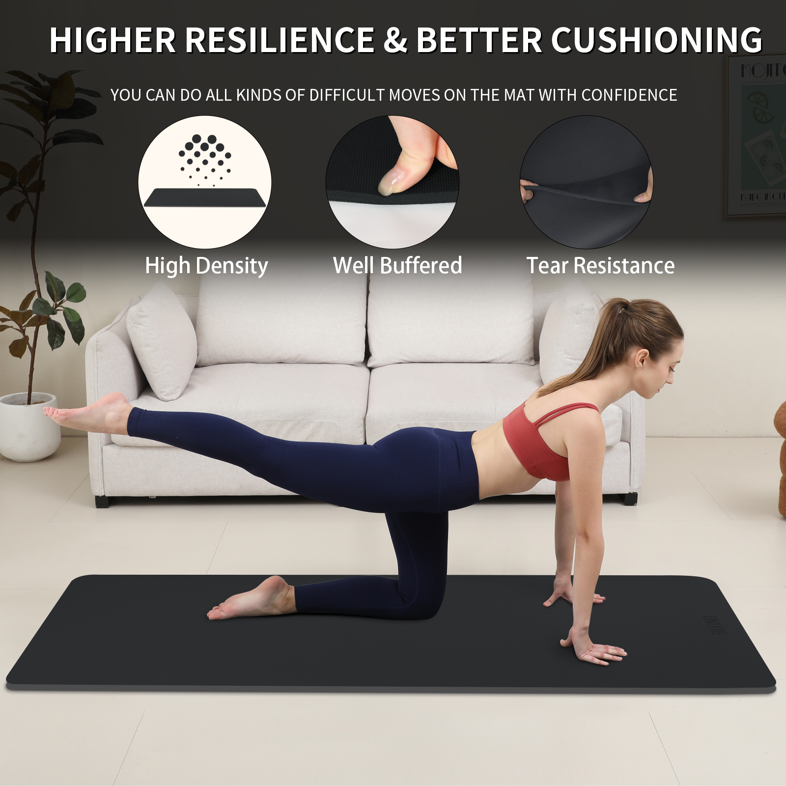 onlyhe Widened yoga mat-Extra Thick & Wide 27.5 inch Non Slip POE Exercise Mat Eco Friendly High Resiliency Fitness Mats With Strap for Women,gymnastics, Pilates, Home, Floor, Workout ( 72" x 27.5" x 0.32")