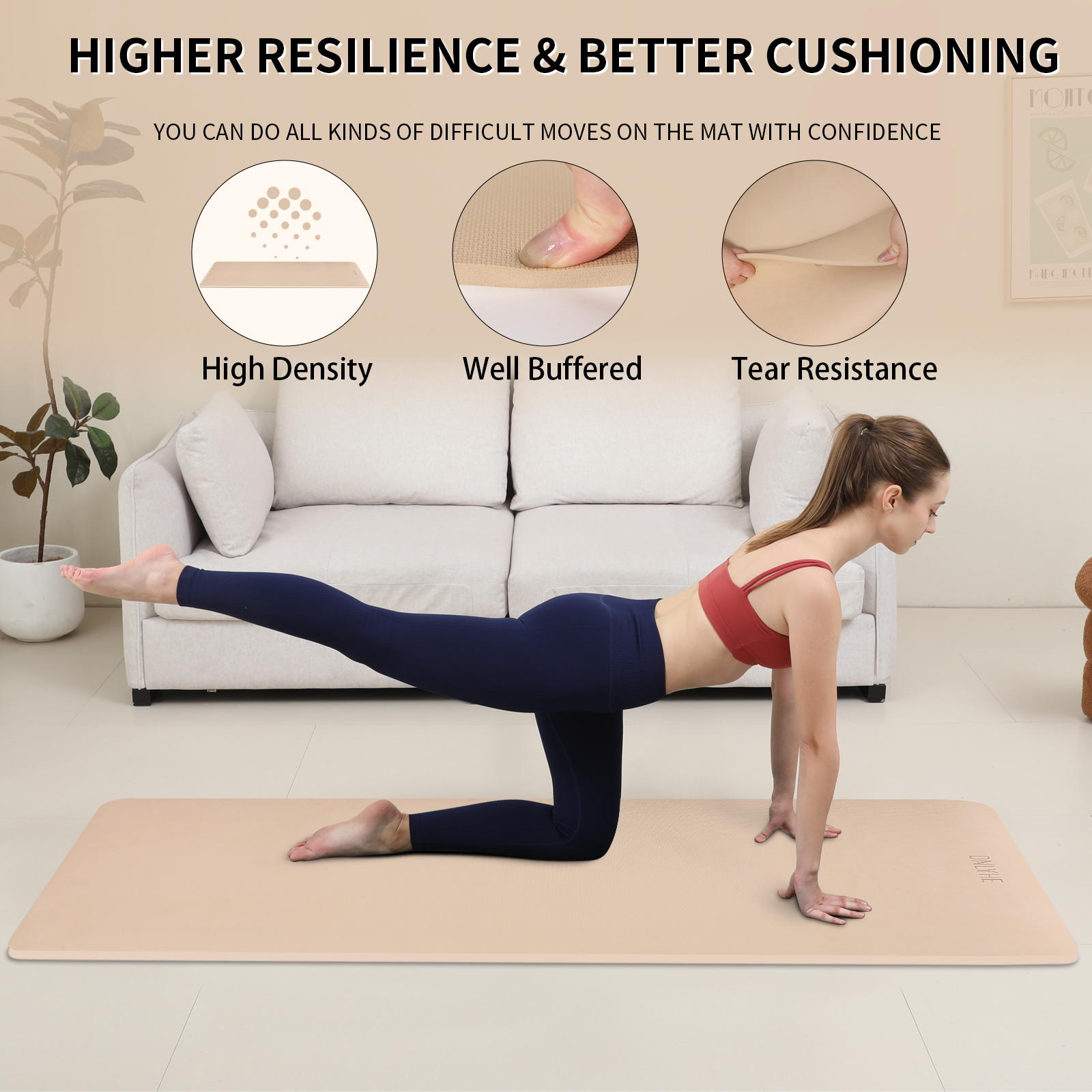 onlyhe Widened yoga mat-Extra Thick & Wide 27.5 inch Non Slip POE Exercise Mat Eco Friendly High Resiliency Fitness Mats With Strap for Women,gymnastics, Pilates, Home, Floor, Workout ( 72" x 27.5" x 0.32")