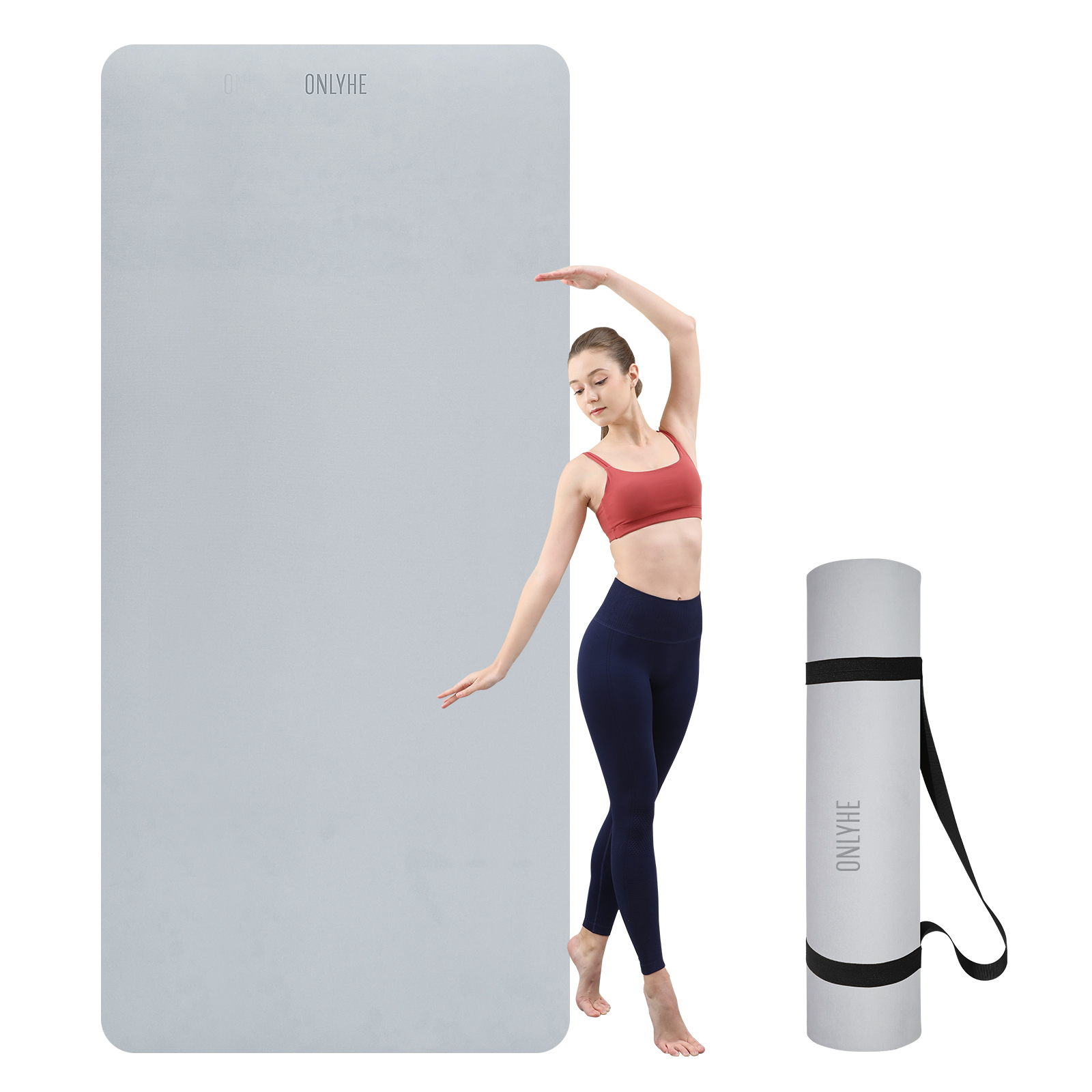 onlyhe Widened yoga mat-Extra Thick & Wide 27.5 inch Non Slip POE Exercise Mat Eco Friendly High Resiliency Fitness Mats With Strap for Women,gymnastics, Pilates, Home, Floor, Workout ( 72" x 27.5" x 0.32")