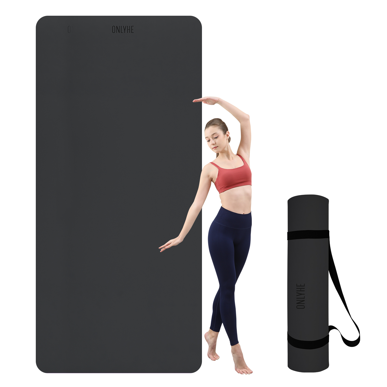 onlyhe Widened yoga mat-Extra Thick & Wide 27.5 inch Non Slip POE Exercise Mat Eco Friendly High Resiliency Fitness Mats With Strap for Women,gymnastics, Pilates, Home, Floor, Workout ( 72" x 27.5" x 0.32")