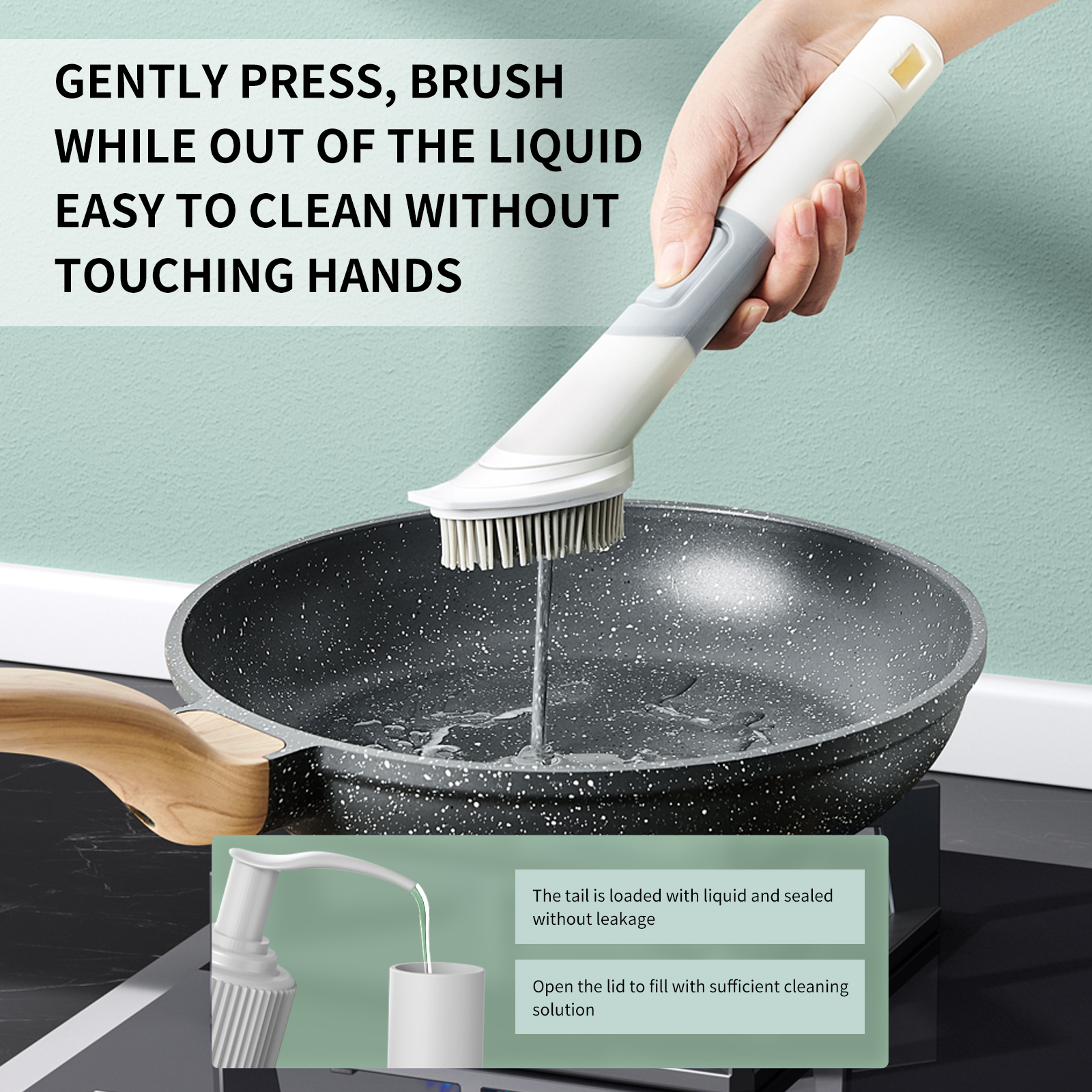 onlyhe Dish Brush With Soap Dispenser, Scrub Brush, Dish Wand, Dish Sponge Set - Multi-Use Kitchen Sponges & Scrub Brush for Cleaning Dishes, Kitchen Dish Scrubber Brushes with Handle